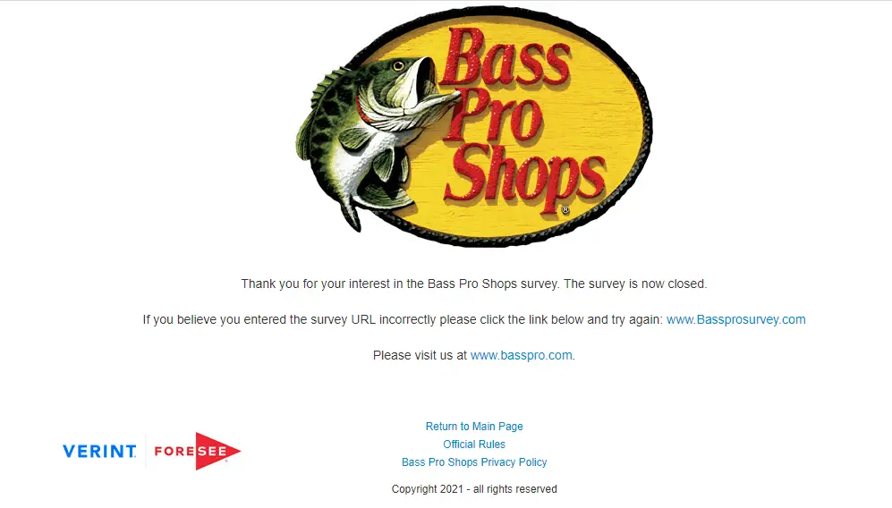 bass pro survey page