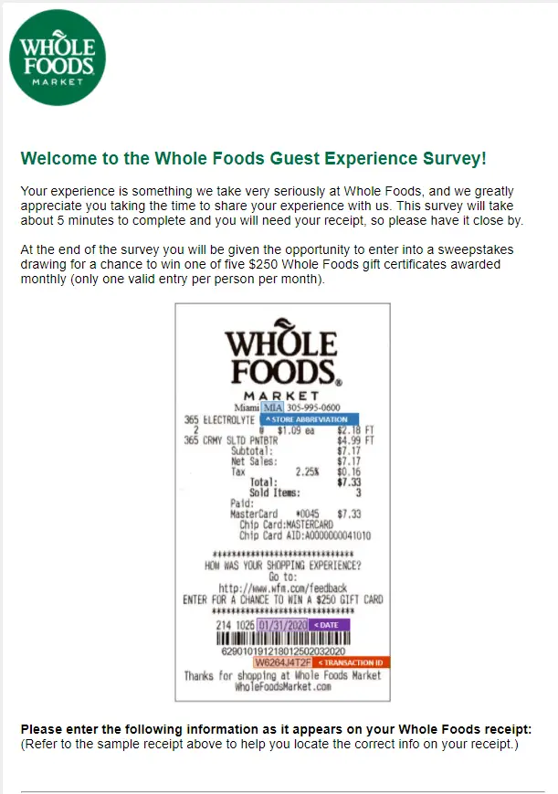 Whole Foods Survey