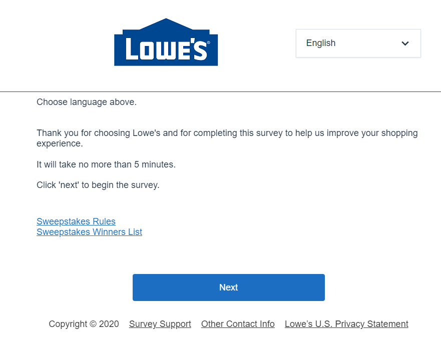 www.lowes.com/survey website