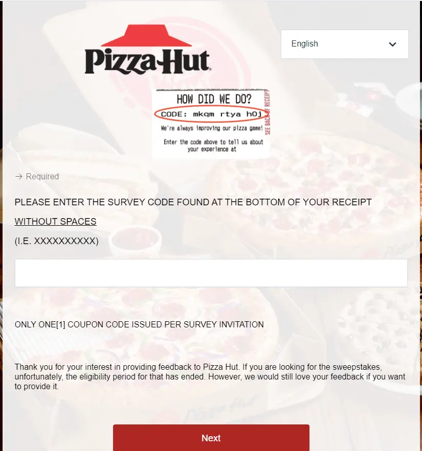 Tellpizzahut.com survey