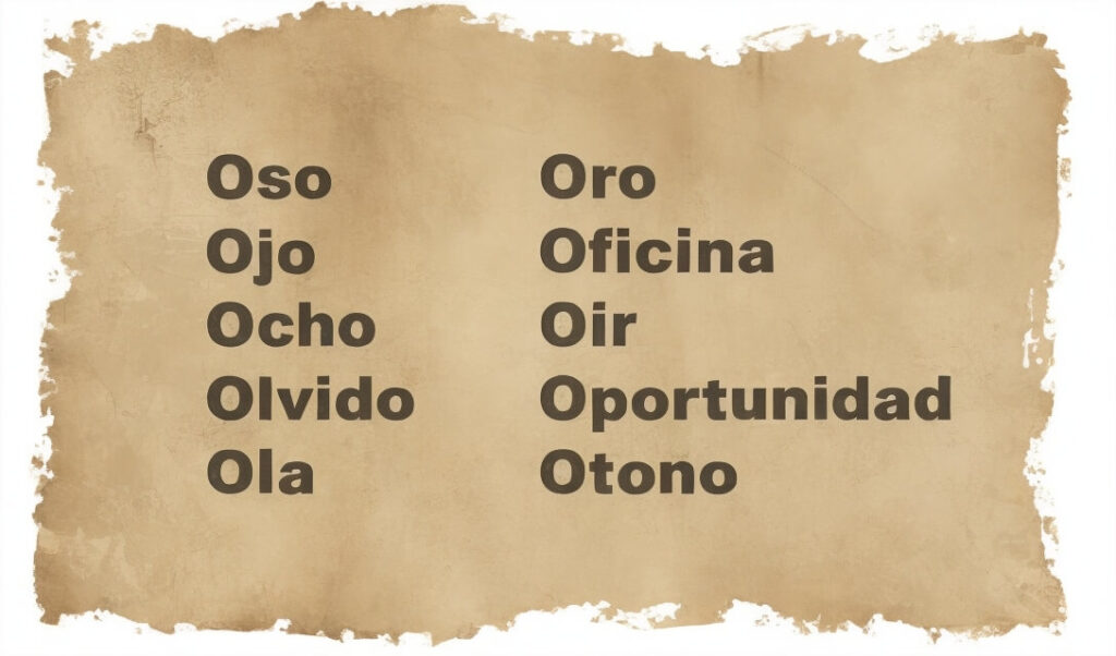 words that start with the letter o in spanish
