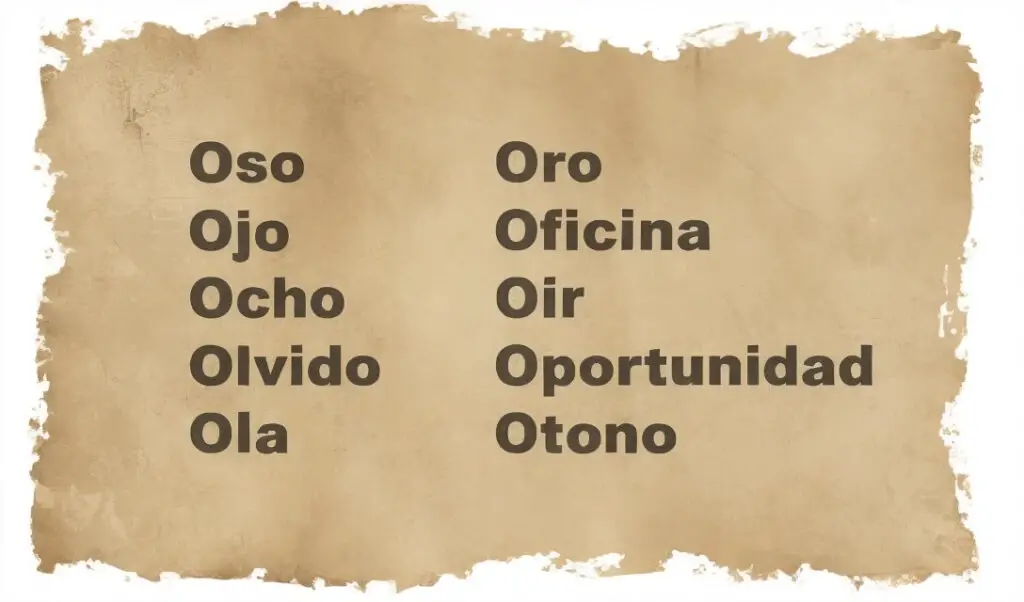 words that start with the letter o in spanish
